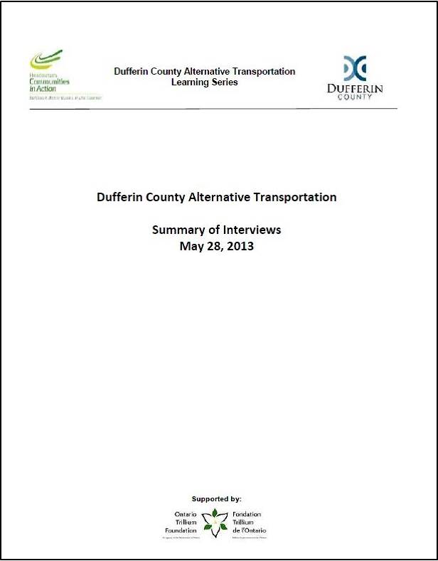 Dufferin 2013 Transportation Stakeholders Report